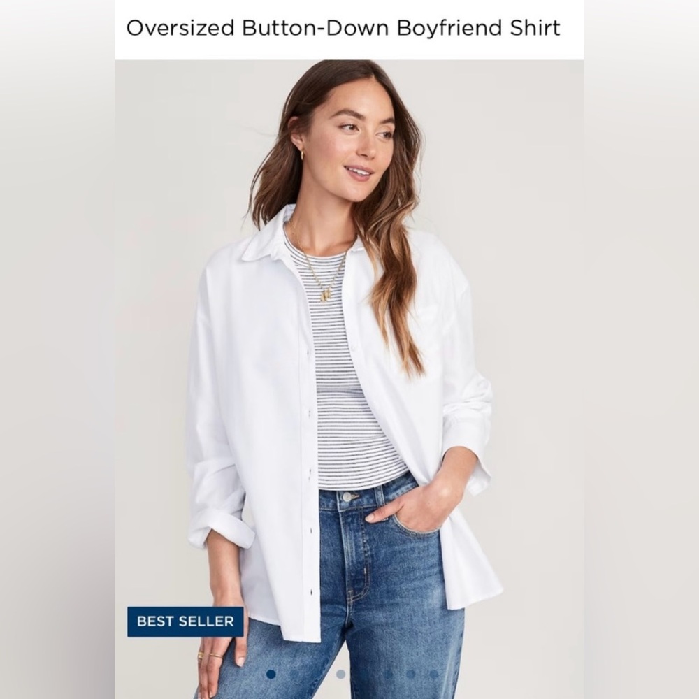 Old Navy Crisp White Button-Down Oversized Boyfriend Shirt. NWT. Size XXL
